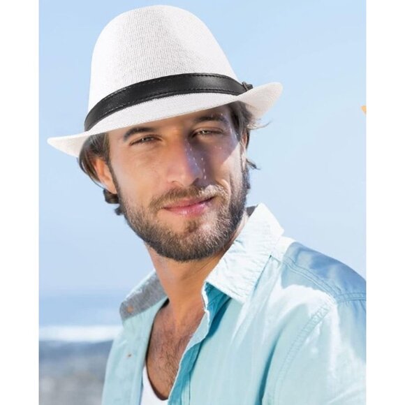 Ultrafun Straw Fedora Hat Classic Manhattan brown khaki Uni Excellent condition - Picture 9 of 12